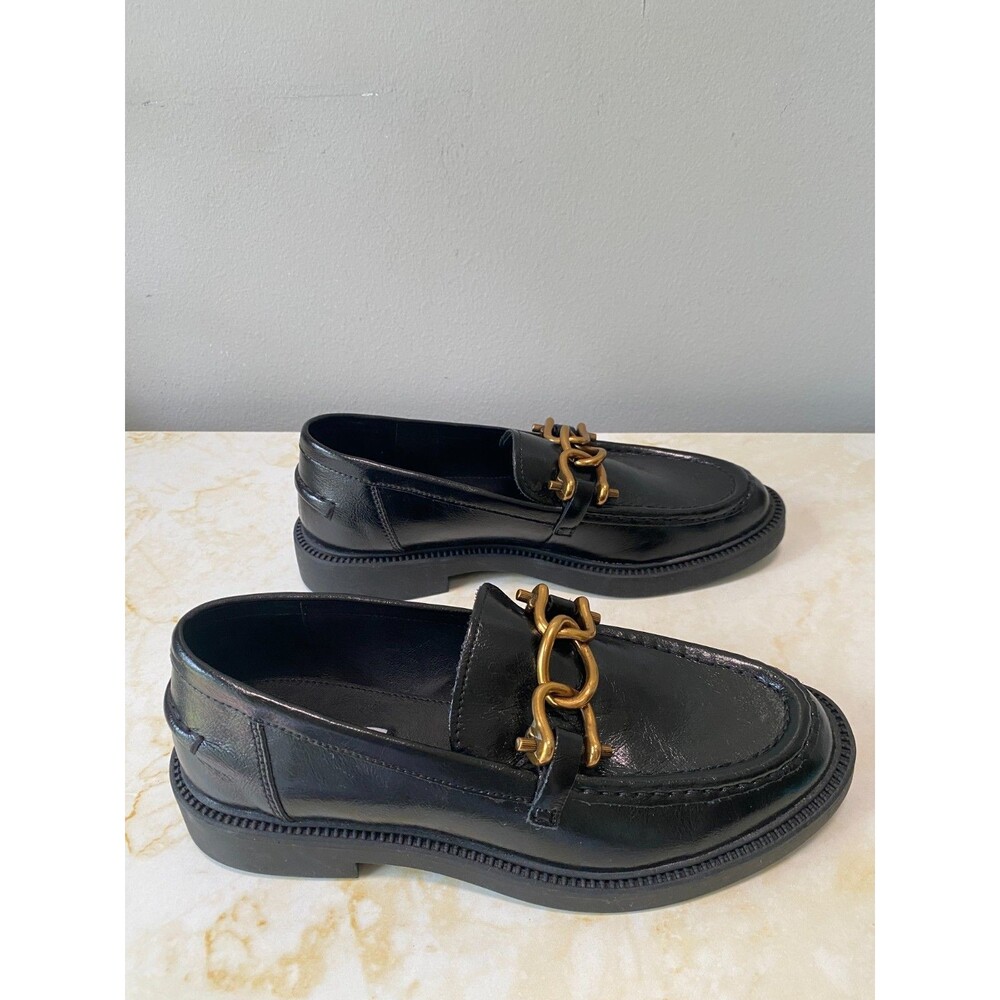 NEW Steve Madden Women's Black Karmine Loafer Gold Hardware Sz 8M - Picture 5 of 8